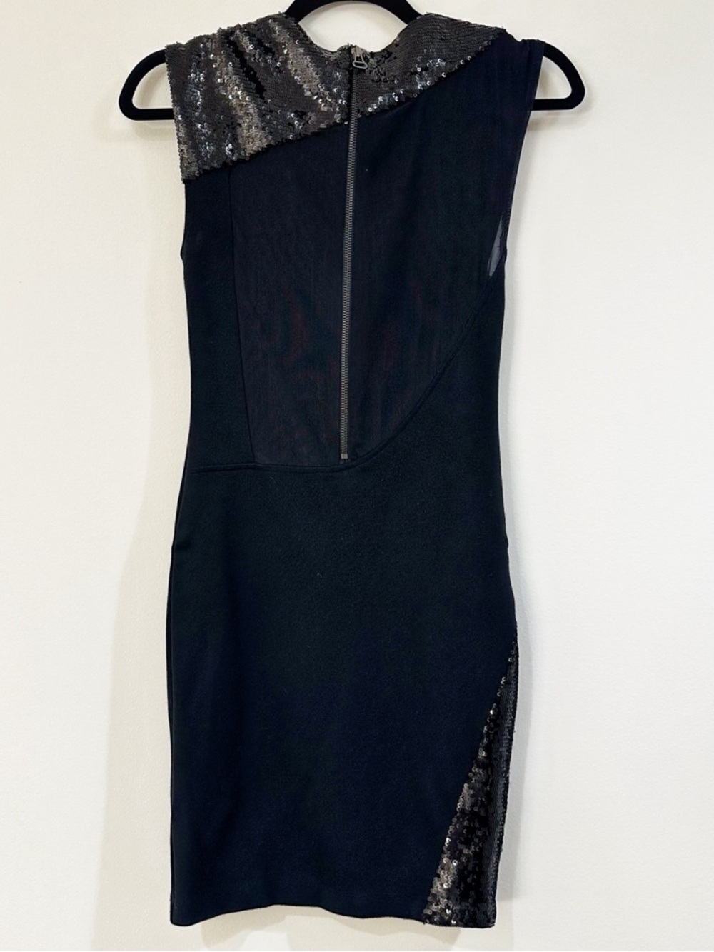 Alice+Olivia Black Bristol Sequin Mini Dress Size Small - Picture 5 of 9